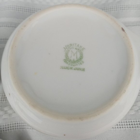 Vintage Noritake Morimura Hand Painted Sugar & Creamer Set Pink Rose Vine Yellow - Picture 7 of 10